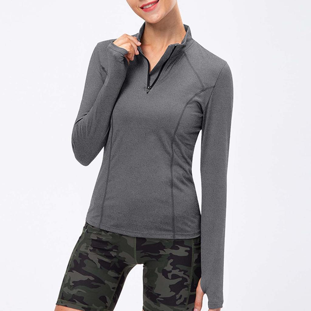 Women's Autumn And Winter Yoga Wear Long Sleeve Fitness Wear Running Training Sports Slim Half Zipper Top