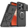 Magnetic Metal Ring Stand Case For Xiaomi Redmi Note 14 4G 163.3mm EU 164.8mm Note14 5G 162.4mm Slide Push Window Phone Cover