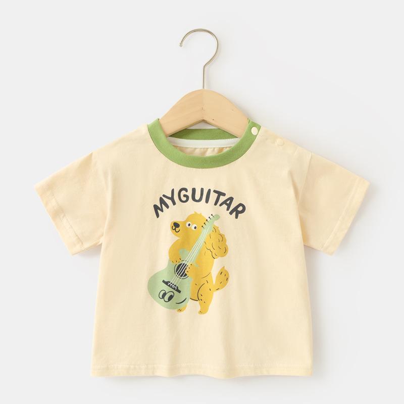 

Одежда для малышей, повседневные футболки с короткими рукавами, летняя одежда для мальчиков и девочек, детские летние топы с половиной рукавов 120cm