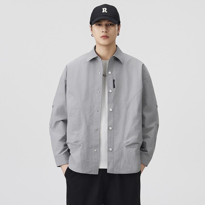 

Мужская куртка-рубашка Новая осенне-зимняя куртка с лацканами для мужчин и женщин Свободная повседневная и красивая Универсальная 3XL