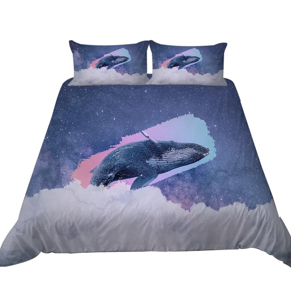 3D Ocean Animal Theme Series Bedding Set with Animal Prints Such As Jellyfish and Dolphins 2/3 Pieces, Washable Home Decoration