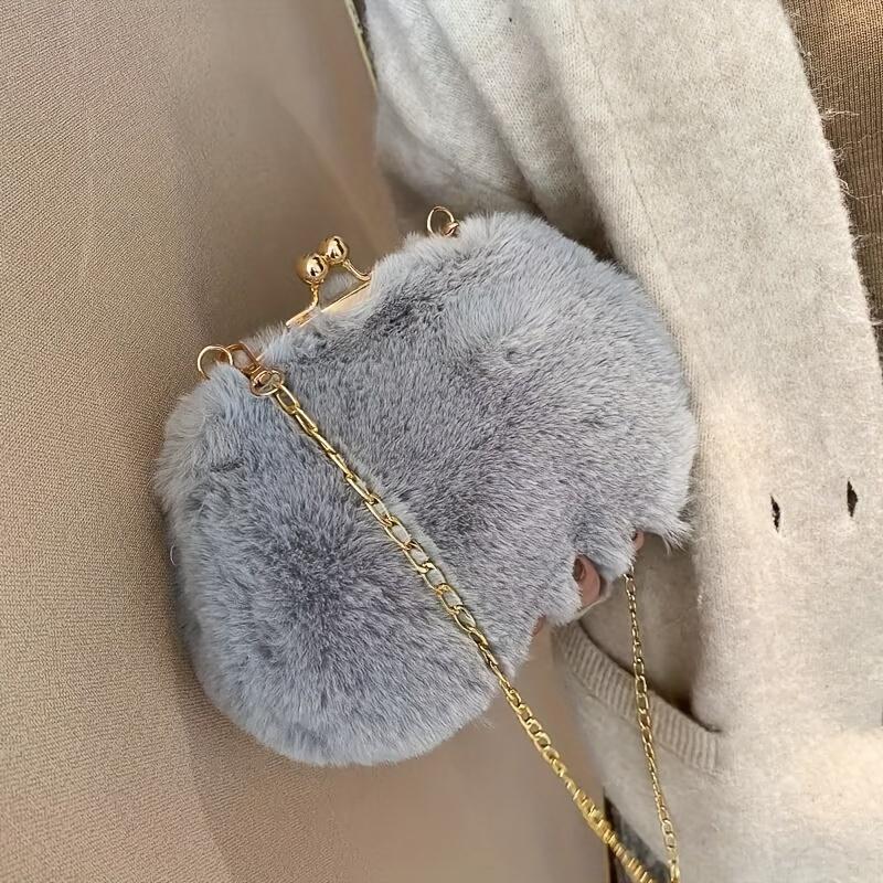 Geantă de mână pentru femei, cu cataramă, pentru umăr, toamnă și iarnă, curea de pluș, portofel cu o singură diagonală, crossbody, geantă versatilă