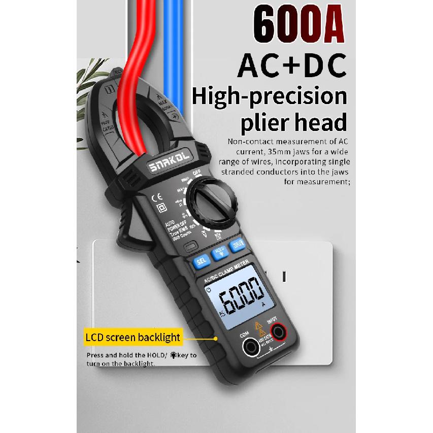 Digital Clamp Multimeter SNAKOL 600A AC/DC Current Voltage Meter Diode NCV Voltage Detection Professional Electrician Tools