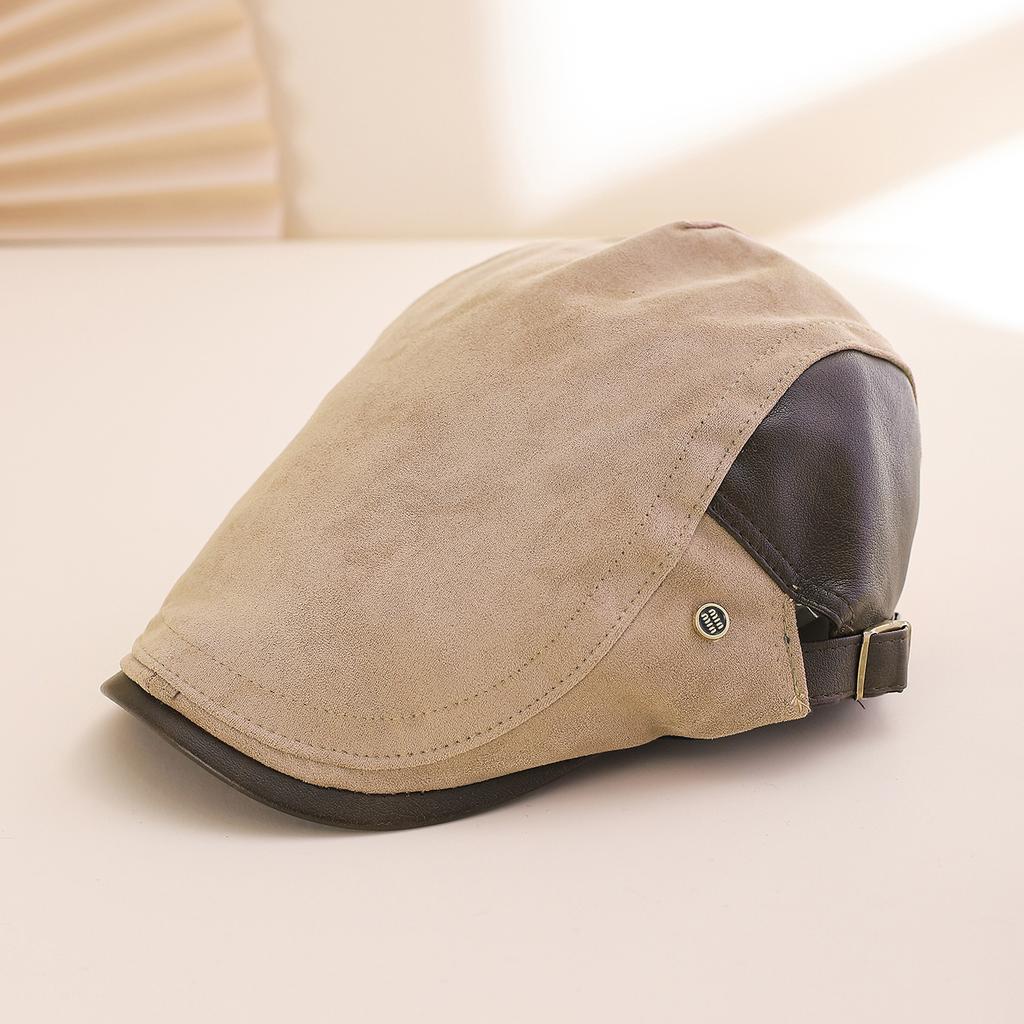 Suede and velvet brim large size, small face, retro American style, brim beret, daily casual shopping