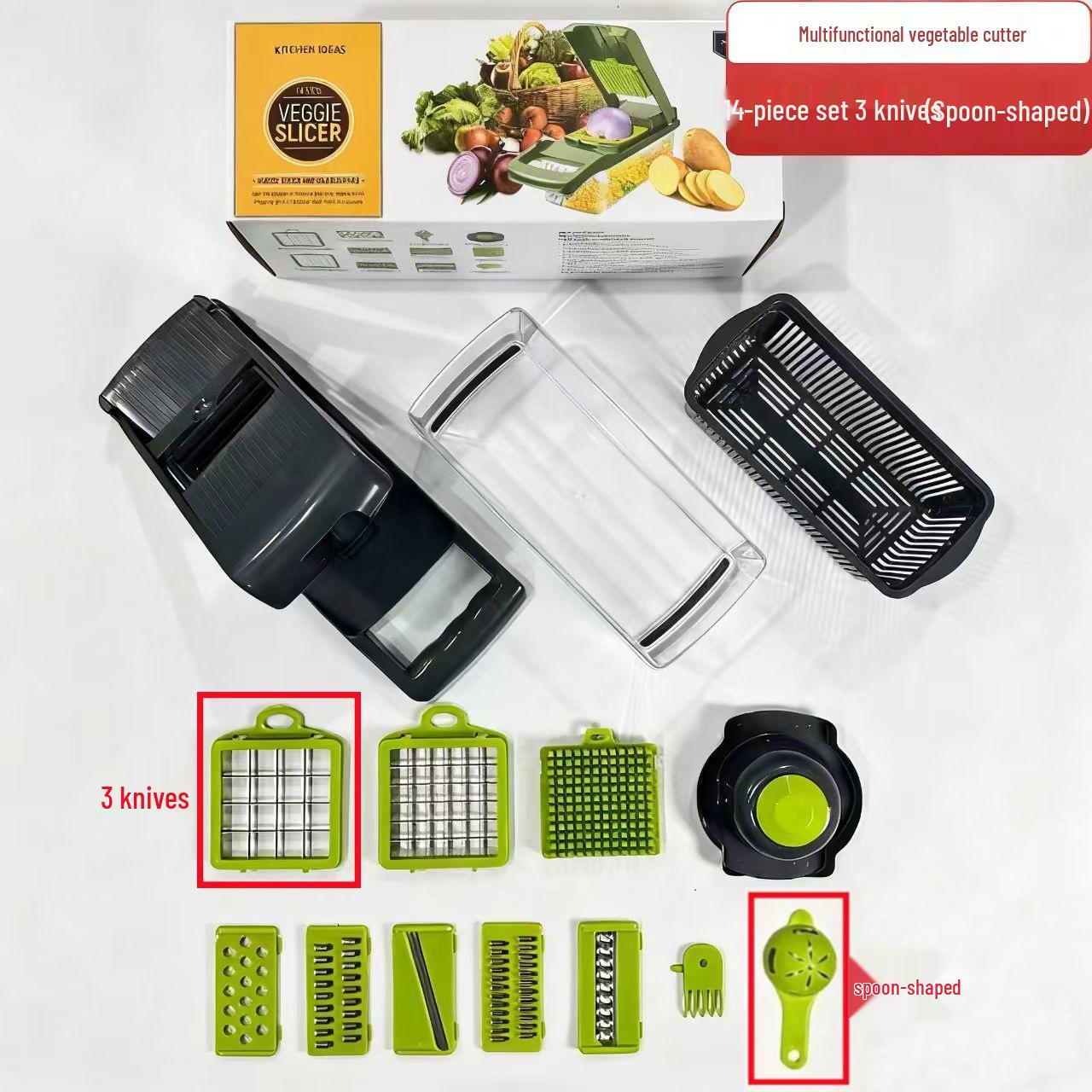 Multi-functional Vegetable Cutter & Potato Peeler Set: Slicer, Shredder, Dicer, Grater, Kitchen Gadget.