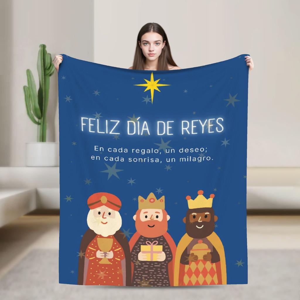 Día de los Reyes Magos Throw Blanket for Couch  Fuzzy Soft Plush Blanket 50x60 Inches Multi-size Bedspread for All Seasons