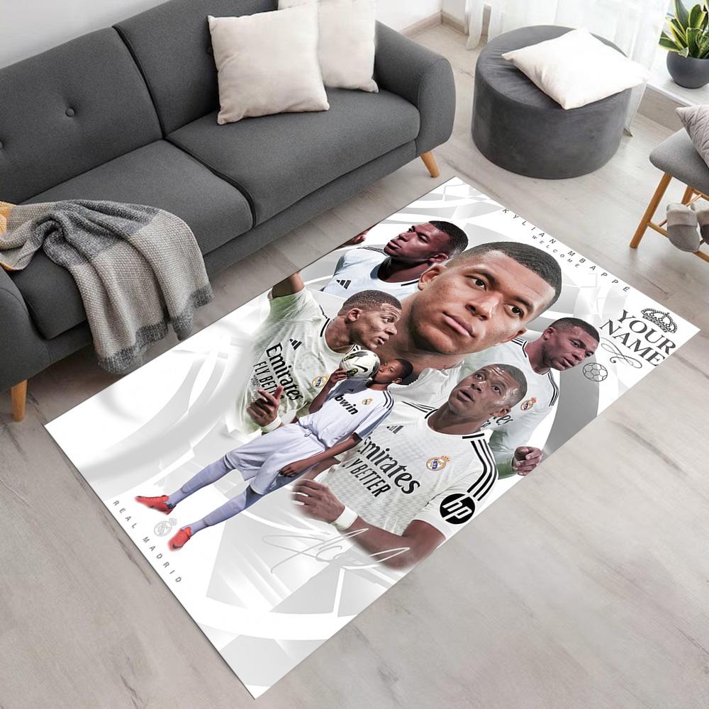 Mbappé Customized Name Floor Rug Office Rug Design for Outdoor Kitchen Balcony Playrooms Antislip Carpet Decorate Offices Birthday/Christmas Gift