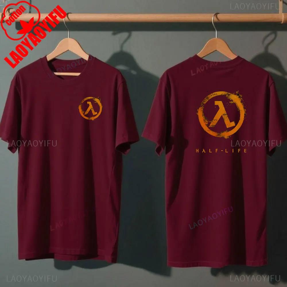 Half Life Classics Logo Lambda in Tops & Tees Cotton T-shirt Vintage Unisex Clothing Graphic T Shirts Streetwear Shirts