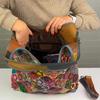 Genuine Leather Shopper Bag In Patchwork Design