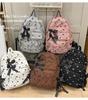 Bow Print Backpack for Junior/Senior High School, Versatile Casual Double-Compartment Student Bag