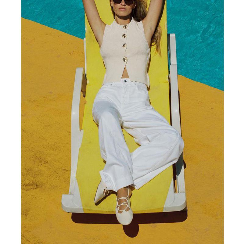 Summer New Women Clothes Gold Decorated Row Button Knitted Round Neck Sleeveless Simple Vest Style Top 6771068