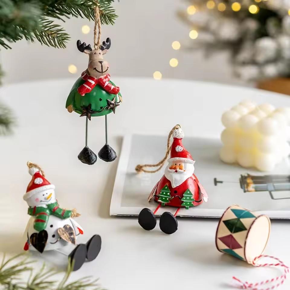 Christmas Iron Painted Santa Pendant ChristmaClaus Vintage Iron Painted Ornaments Xmas Home Decoration Christmas Tree Decoration