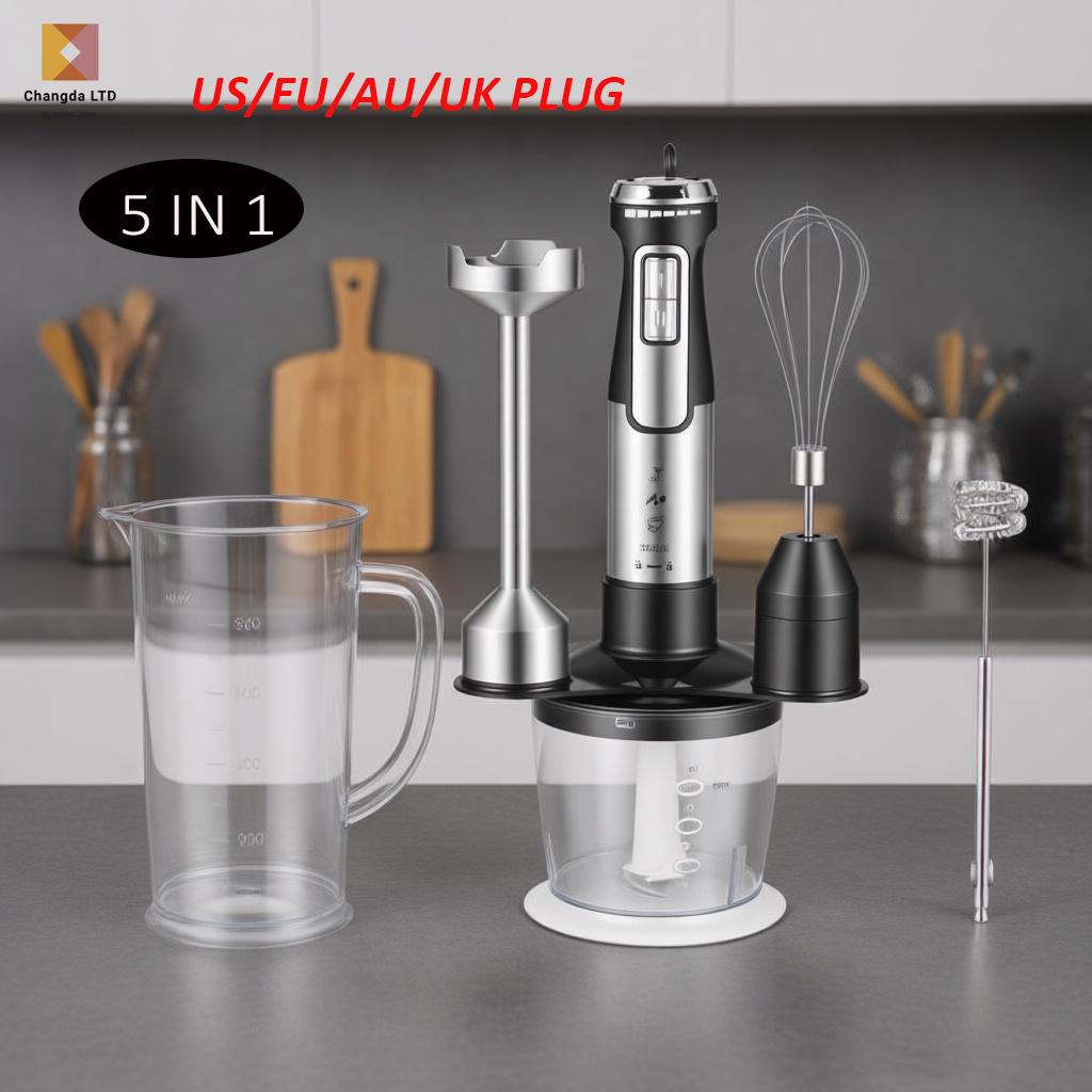 5-in-1 Handheld Electric Blender: 1600W Multi-Functional Food Processor & Baby Food Maker with Egg Beater US 110V