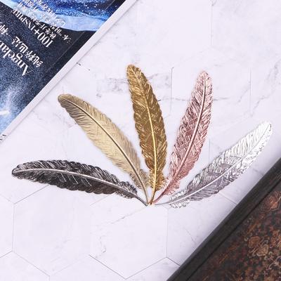 Creative Retro Feather Shaped Metal Bookmark Page Marker For Books Office School