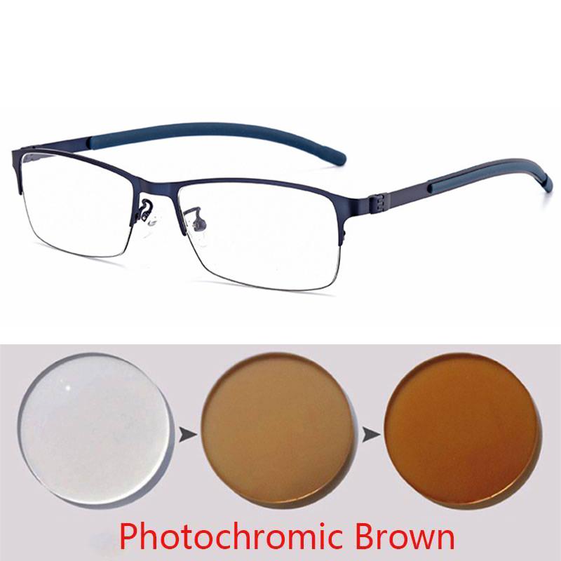 Titanium Alloy Photochromic Myopia Eyeglasses Women Men Prescription Spectacles Eyewear -0.5 -0.75 -1 -1.25 -1.5 -2 -2.5 To -6