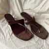 Lammfell-Version~ Französisches Temperament dünner Absatz Zehentrenner Schuhe Damen tragen neue Sommer vielseitige High Heels