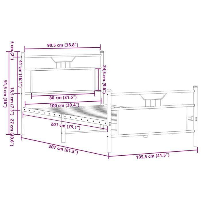 VidaXL Cadre de lit sans matelas chêne fumé 100x200 cm bois ingénierie 4106756