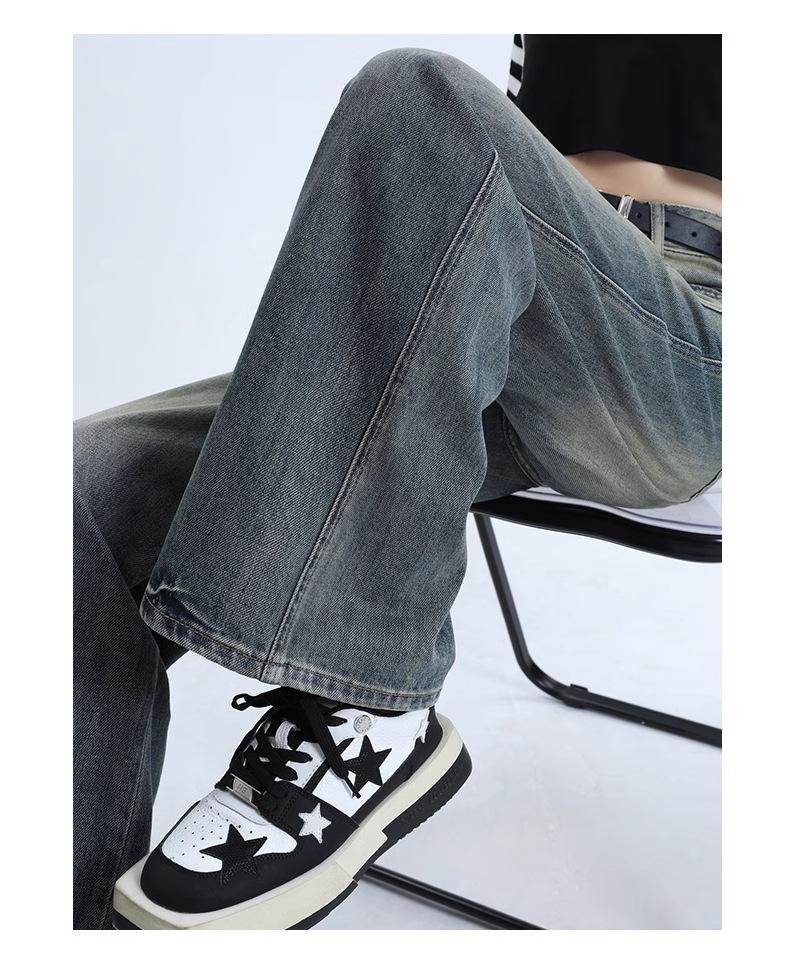 Women's American Retro High-Waist Wide-Leg Jeans - Plus Size, Pear Shape, Loose Fit for Spring/Autumn