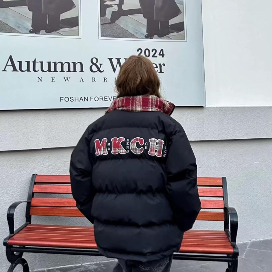 

Men s Winter Plaid Stand Collar Patchwork Cotton Jacket - Warm, Stylish, and Versatile Small чорний