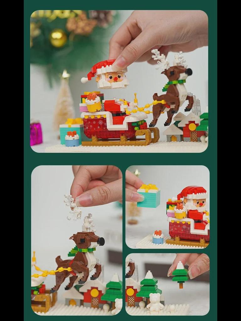 Santa Claus Cloud Mirror Night Light Building Blocks Toy for Kids - Christmas Gift