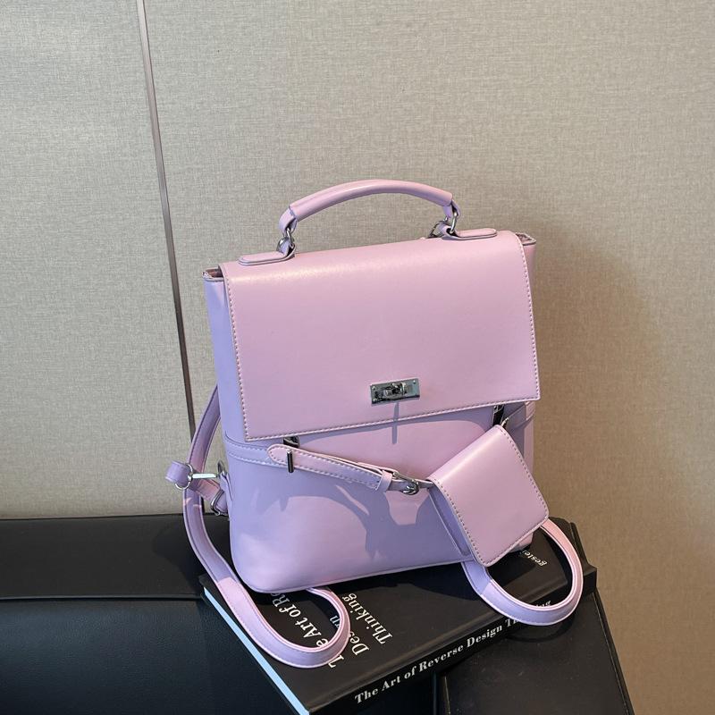 2025 spring and summer new textured handbag bag women's bag fashion shoulder messenger bag multi-purpose contrasting backpack