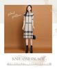 Elixio Checkered Knit Long Midi Plus Perfect for Dates and Christmas Women's Dress, Warm, Sleeves, Length, Thick, Flattering, Winter, Sizes, (JP,