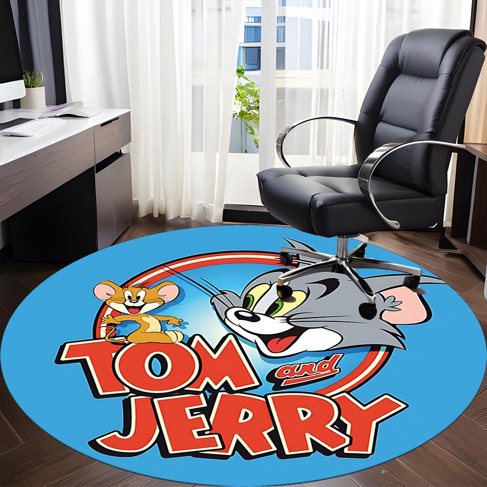 1pc Tom Jerry Office Round Area Rug, Under Office Chairs Bedroom Living Room Home Decor, Room Deco, Available in Various Sizes