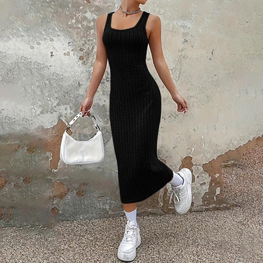 Women's Fashionable Solid Color Sleeveless Camisole Casual Dress