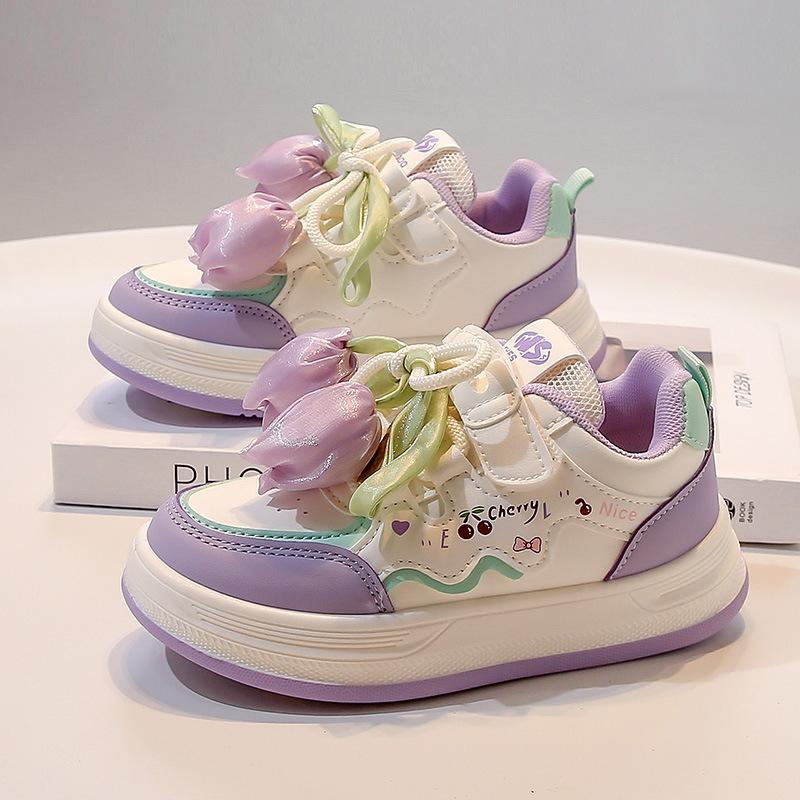 

Туфли для девочек туфли принцессы 2025 тюльпан легкие детские кроссовки на мягкой подошве кеды осенние дышащие белые туфли 31 [Inner Length 19.5CM] фиолетовый