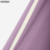VONDA Oversized Womens Elegant Two Piece Set V Neck Half Sleeve Blouse and Wide Leg Pants Casual Loungewear Outfits