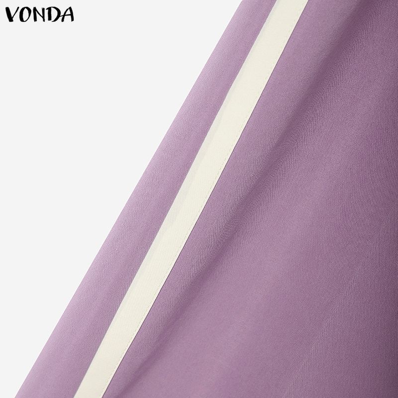 VONDA Oversized Womens Elegant Two Piece Set V Neck Half Sleeve Blouse and Wide Leg Pants Casual Loungewear Outfits