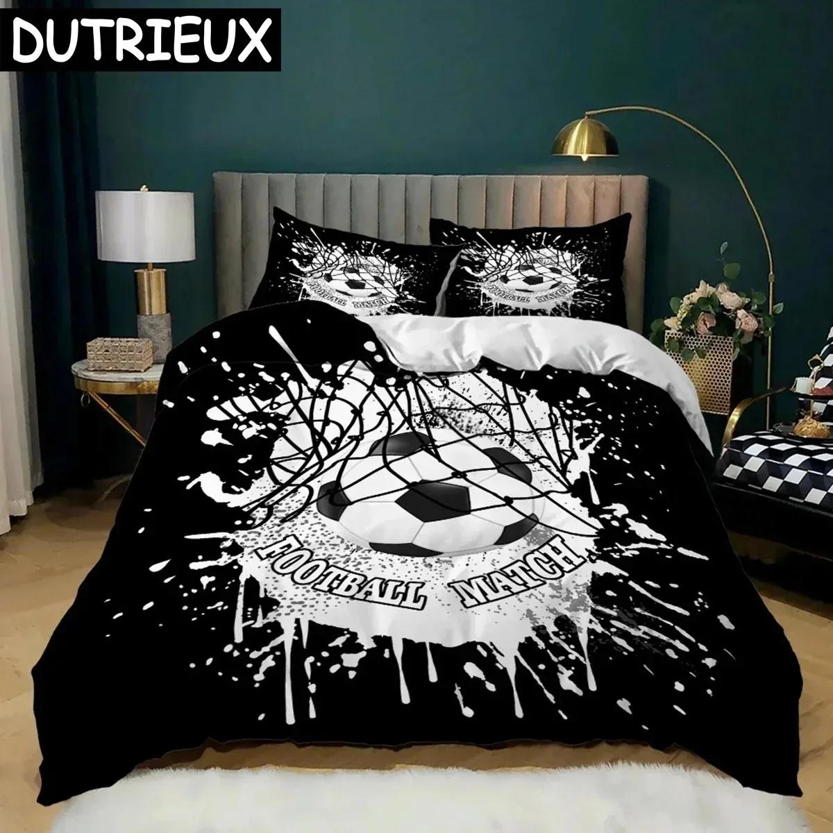 

Fotbal Soft Duvet Cover Set Socer Goal Soft Beding Set Polyester Sports Competive Theme Ful Quen King-Sized Dimensionsd Dimensions Comfortable Quilt 135*200cm Eu-Single