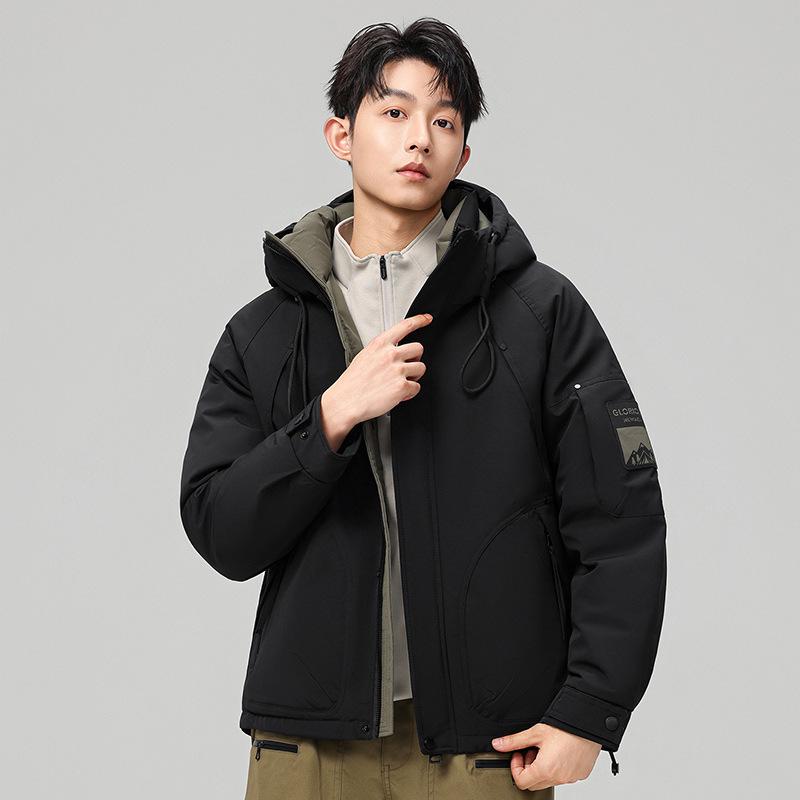 

Men s Trendy Winter Hooded Down Jacket - Warm, Loose Fit, High-Quality White Duck Down 2XL