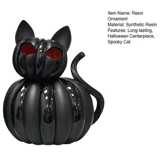 Black Cat Figurine Halloween Table Centerpiece Resin Cat Statue with Spooky Eyes for Party Home Mantel Shelf Decor Cat Lover Gift