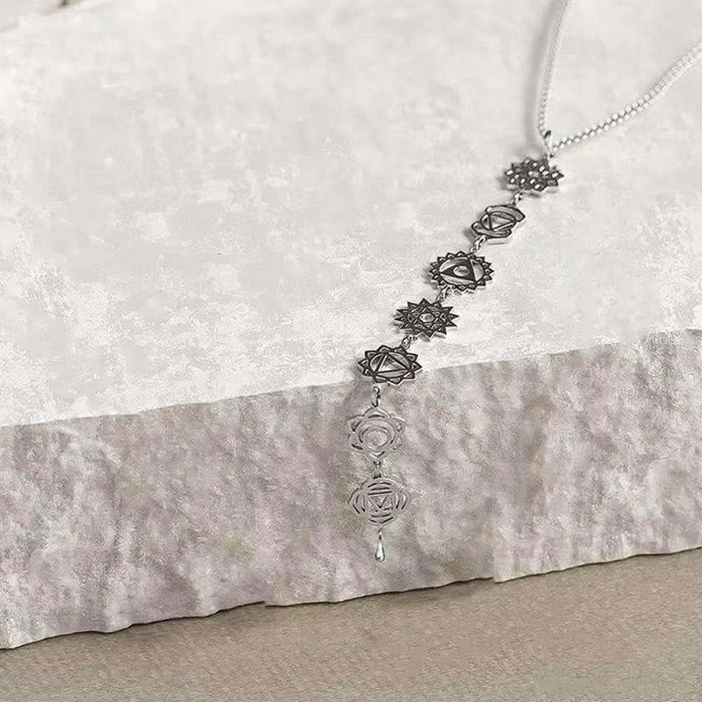 Gold Color Chakra Charm Choker Stainless Steel Energy Pendant Necklace  Women Jewelry