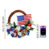 Independence Day Red And Blue Small Flower Wreath Window Wall Hanging Holiday Simulation Flower Deadwood Rattan Wreath Door Hanging