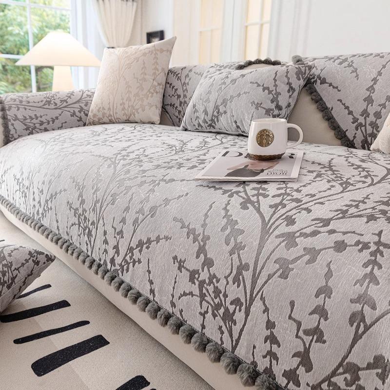 Chenille poduszka na sofę cztery pory roku uniwersalny antypoślizgowy skórzany narzuta na sofę minimalistyczny styl Retro poszewki na poduszki ręcznik materiałowy