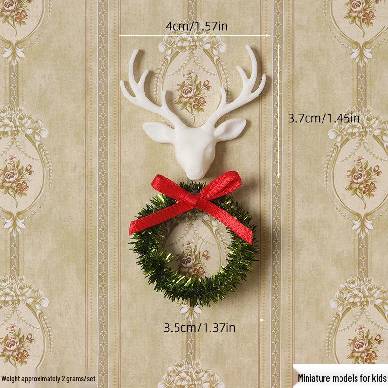 1:12 Miniature Christmas Deer Head Ornament for Dollhouse Doorway Decoration