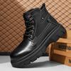Fashion 2024 New Mens Sneakers Leather High Top Shoes Men Thick Bottom Male Motorcycle Boots All-match Male Comfortable Outdoor Boots