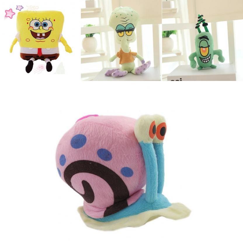 Cute Short Plush Cartoon Octopus Crab Starfish Snail Spongebob Series Toy Set