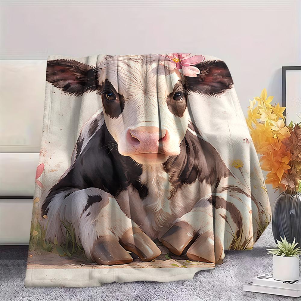 

Cattle Print Flannel Blanket, High quality Comfortable for All Seasons, Home Decor, Warmth and Comfort, Perfect for Christmas Gifts 80cm x 120cm