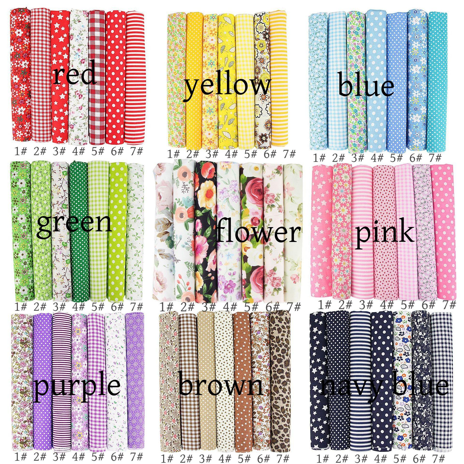 

Набір 7-кольорових бавовняних тканин у стилі печворк з квітковим принтом та клітинкою для рукоділля своїми руками