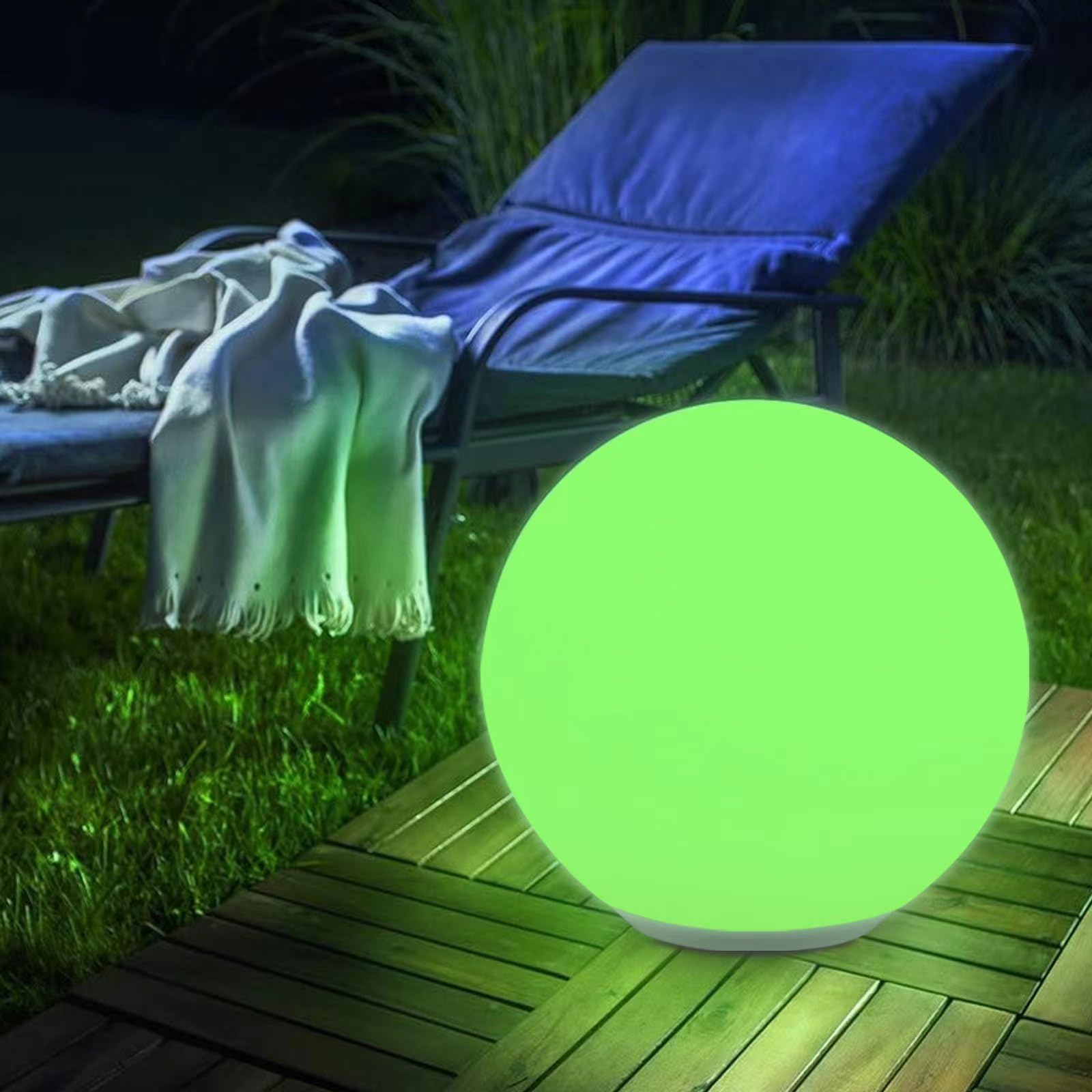 

Stays on until the next morning 100 lumens of brightness [GWSOLAR Garden Ball Light, 25cm Diameter + RGB Colors] Smart Lighting Solar Light.