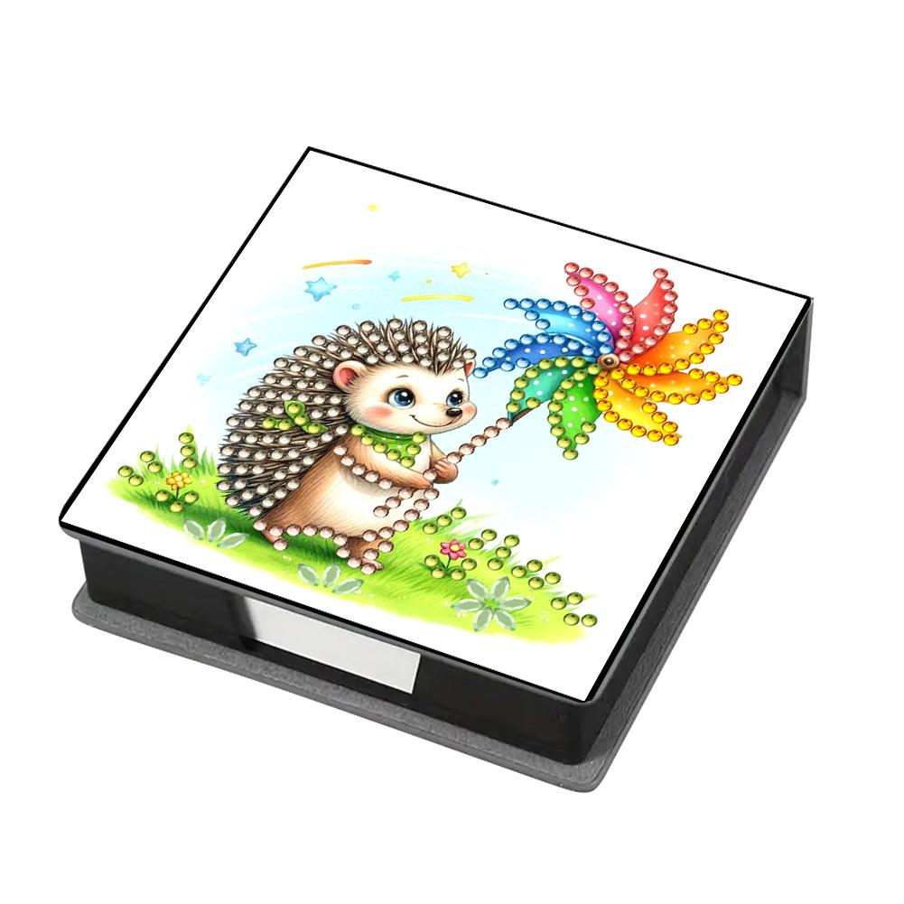 Leather Animals Gem Painting Memo Pad Holder Mosaic Kit Pattern Diamond Art Note Box with 160 Sheets of Paper for DIY Art Craft