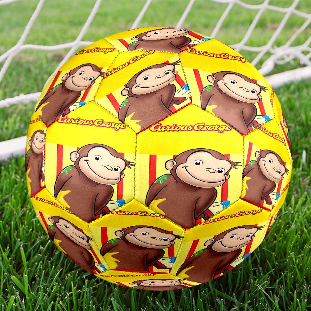 Curious George And Elephant Adventure Size 5 Soccer Ball,Indoor/Outdoor Suitable for Training Matches Tournaments Practice Games Perfect Gift for Fan