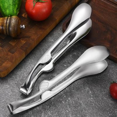 Stainless Steel Serving Tongs with Non-Slip Grip Heavy-Duty BBQ Buffet Food Clips Heat-Resistant Rust-Proof Kitchen Utensils for Bread Steak
