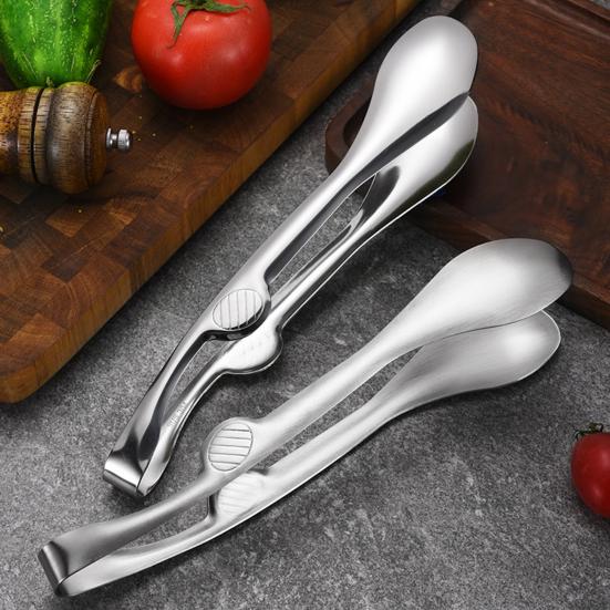 Stainless Steel Serving Tongs with BBQ Buffet Food Non-Slip Grip Heavy-Duty Clips Heat-Resistant Rust-Proof Kitchen Utensils