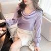 Autumn Shirts for Women's Shirts for Designs with Niche Temperament and Beautiful Purple Tops