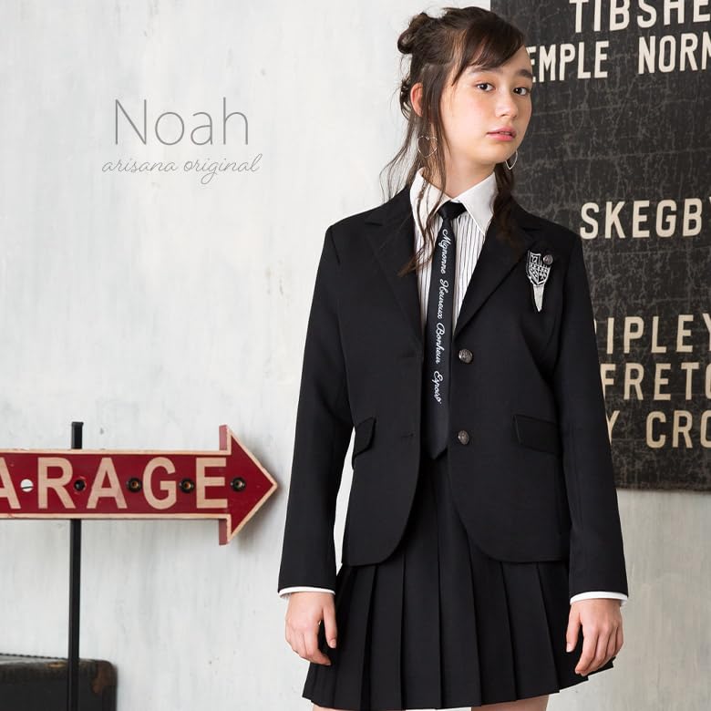 Graduation Ceremony Elementary School Girls Suit Clothes Formal set including jacket skirt tie Noah 165cm [Arisana] Children's (5-piece + + Y-shirt +