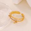 Stainless Steel Cubic Zirconia Butterfly Rings Gold Color Anti Fading Ring Women Mama Wedding Jewelry Vacation Accessories Gifts